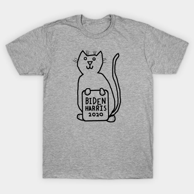 Cute Cat with Biden Harris Sign Outline T-Shirt by ellenhenryart